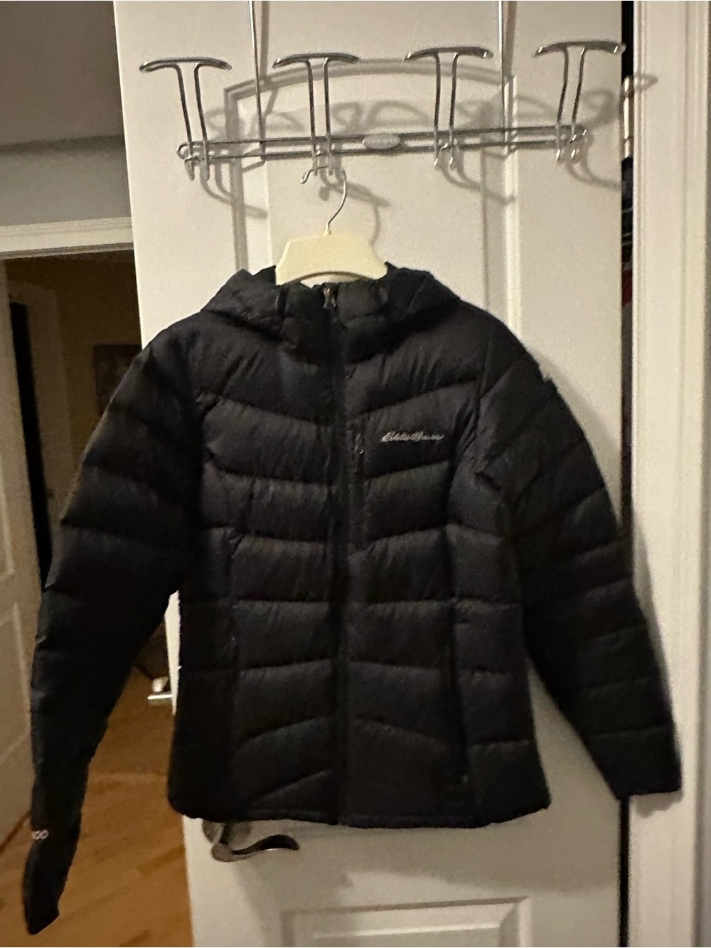 Eddie Bauer Black Hooded Packable Puffer Jacket